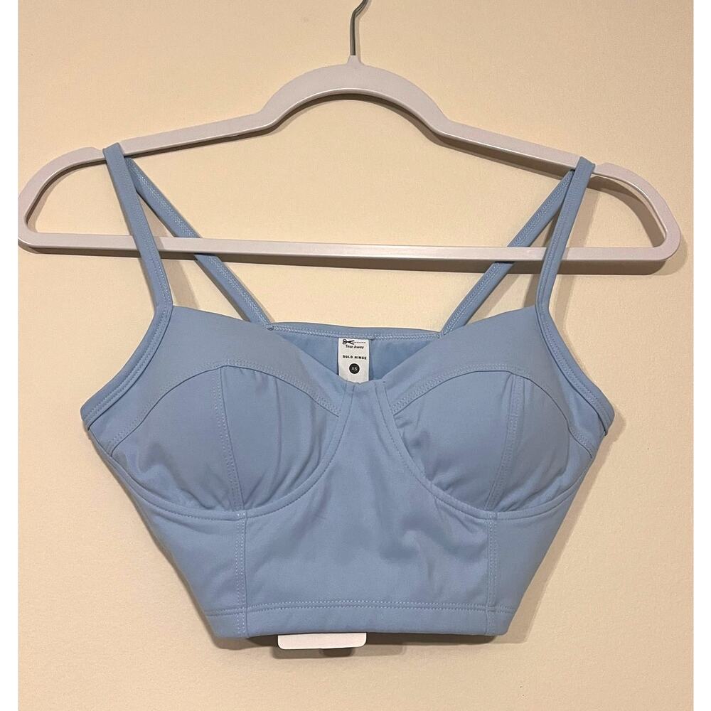 GOLD HINGE Baby Blue Bustier Sports Bra Top Tank Babydoll Sweetheart Coquette XS